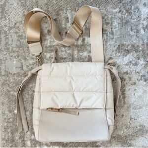 Sondra Roberts Squared Cream Quilted Crossbody Bag